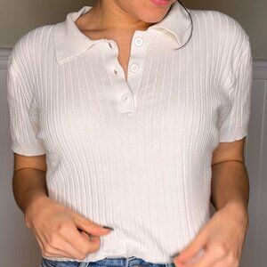 Crop White Baby Polo